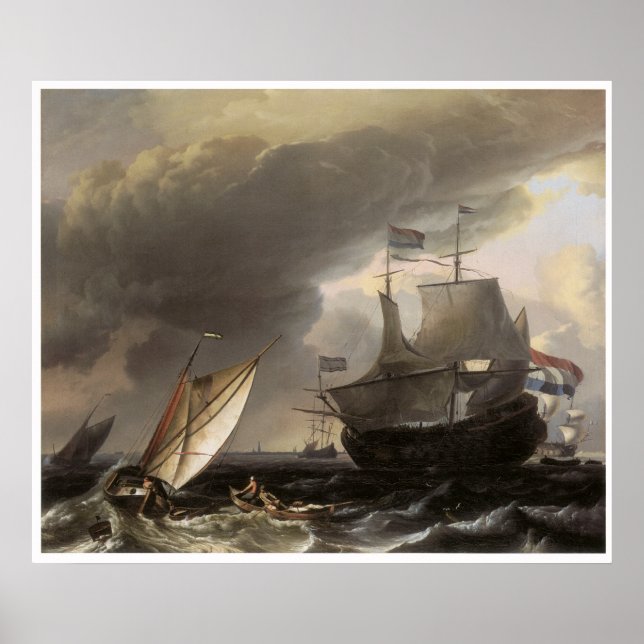 Dutch Vessels on a Stormy Sea c. 1690 Poster (Front)