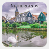 Old World Dutch Windmill Square Sticker