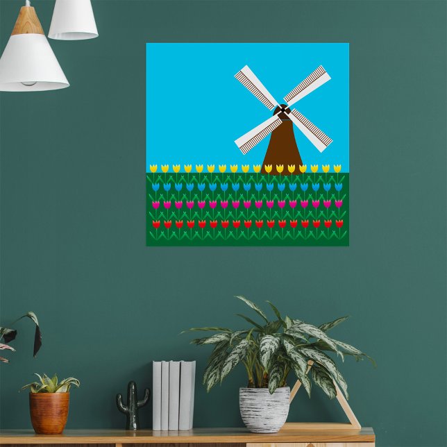 Dutch Windmill and Colorful Tulip Field Poster (Creator Uploaded)
