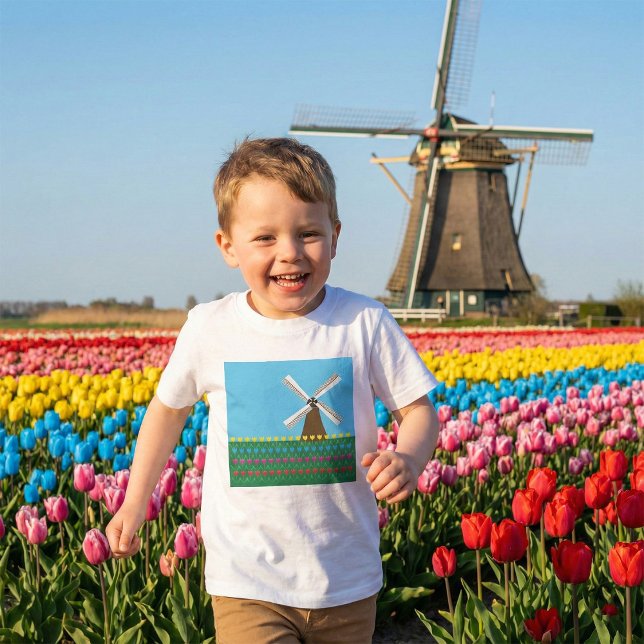 Dutch Windmill and Colorful Tulip Field T-Shirt (Creator Uploaded)