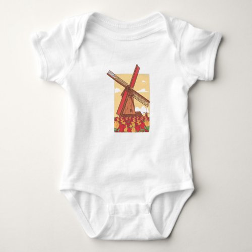 Dutch windmill baby bodysuit