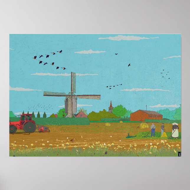 Dutch Windmill Countryside Landscape Netherland Holder (Front)