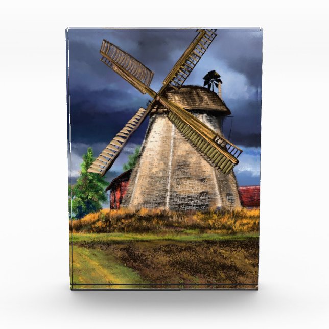 Dutch Windmill Desk Accessories Photo Block (Front)