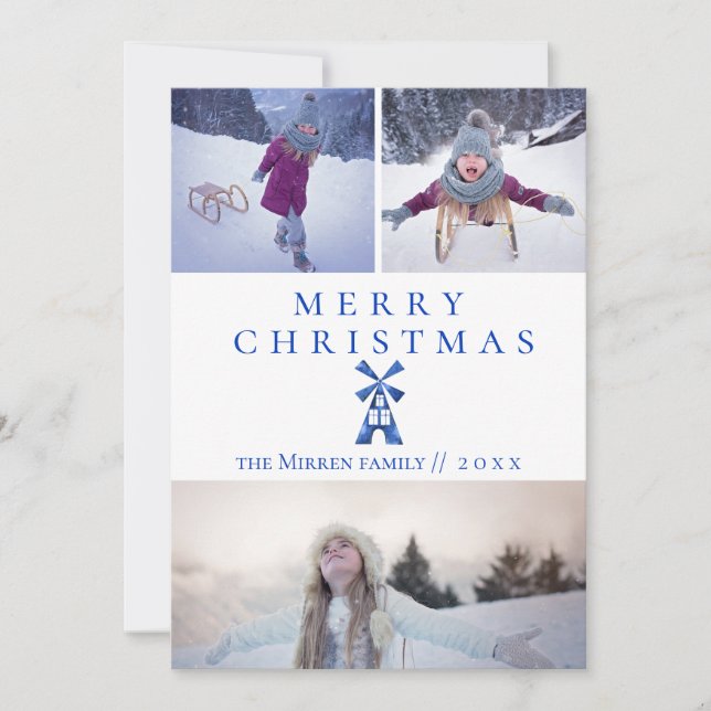 Dutch Windmill Multi-Photo Holiday Card (Front)