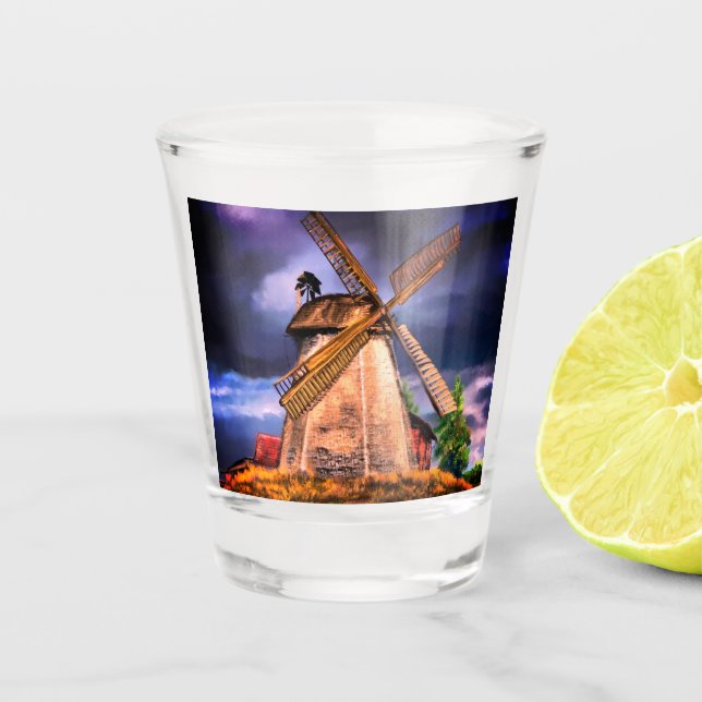 Dutch Windmill Shot Glass (Front)