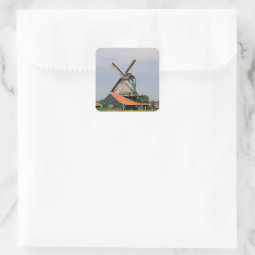Dutch windmill village, Holland 3 Square Sticker | Zazzle