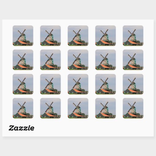 Dutch windmill village, Holland 3 Square Sticker | Zazzle