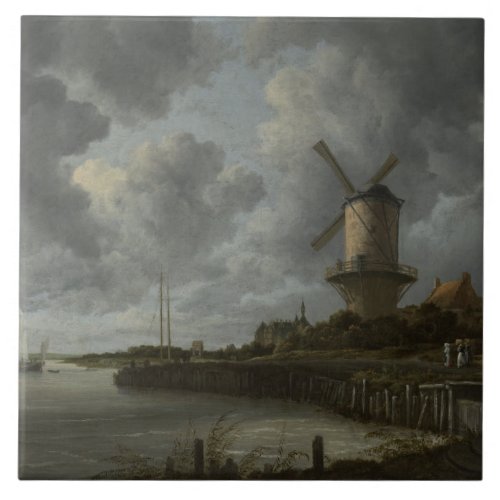 Dutch windmill Wijk bij Duustede Ruisdael Tile