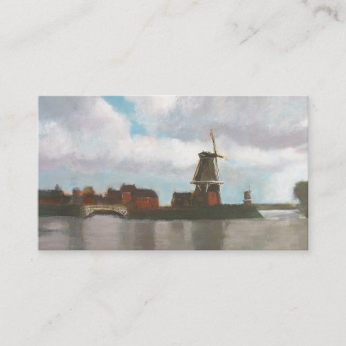 Dutch Windmills Painting Art Business Card