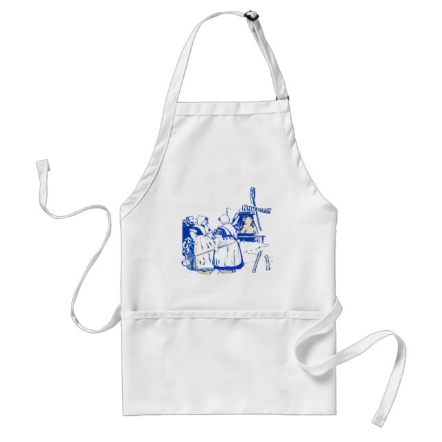 Dutch Women At Windmill Adult Apron (Front)