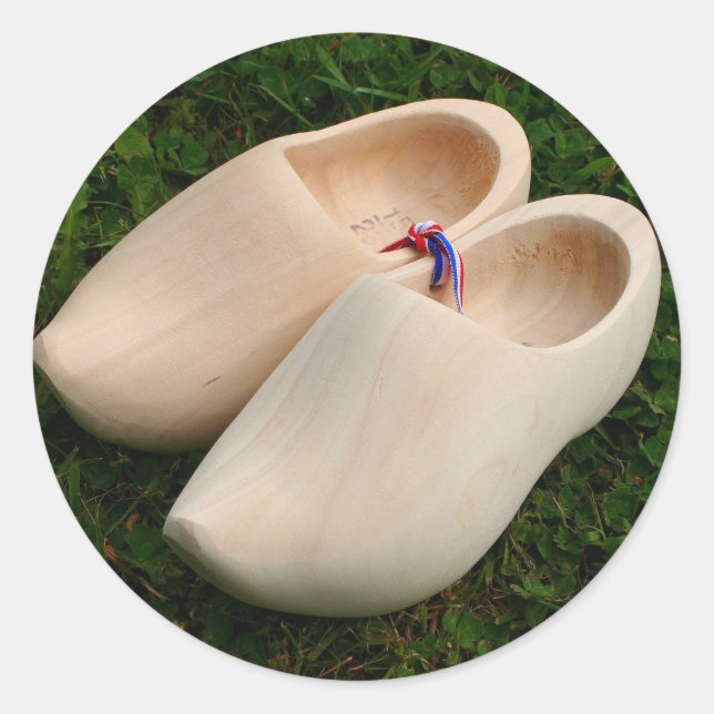 Dutch wooden clogs classic round sticker (Front)
