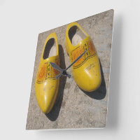 Dutch Wooden Shoes Clogs from Holland Square Wall Clock Zazzle