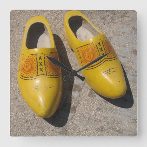 Dutch Wooden Shoes Clogs from Holland Square Wall Clock
