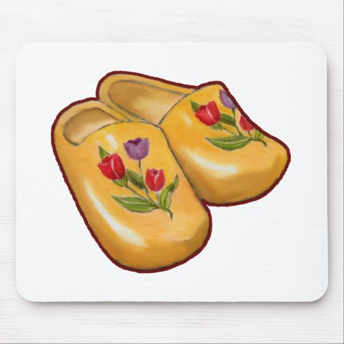 Dutch Wooden Shoes Tulips Holland Art Mouse Pad