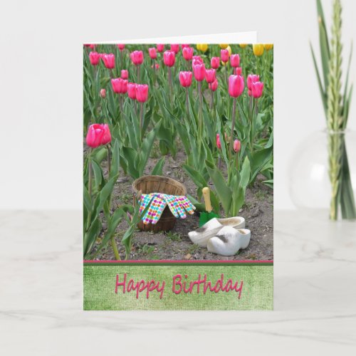 Dutch Wooden Shoes with Birthday Tulips Card