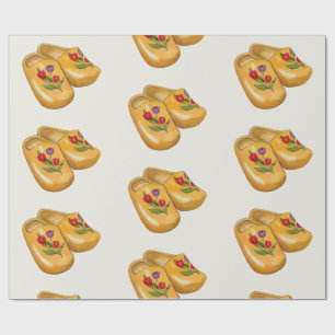 Dutch Wooden Shoes with Tulips, Klompen, Holland Wrapping Paper