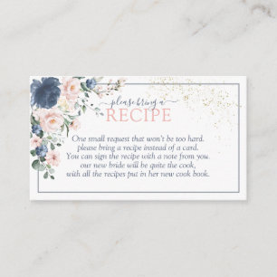 Duty Blue Blush Pink Floral Please Bring A Recipe Enclosure Card