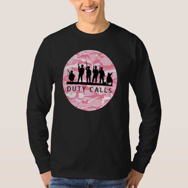 Duty Calls Cool Camouflage Soldier Figurines T-Shirt (Front)
