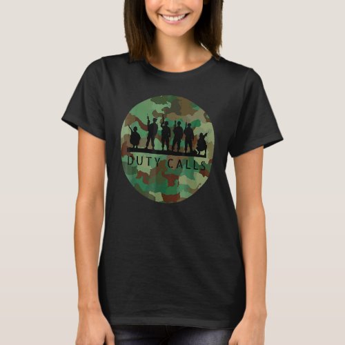 Duty Calls Cool Camouflage Soldier Figurines T_Shirt