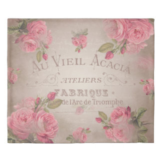 Duvet cove french roses shabby chic vintage rose cover