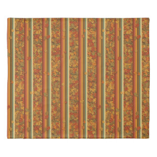 Duvet Cover - Autumn Leaves and Stripes