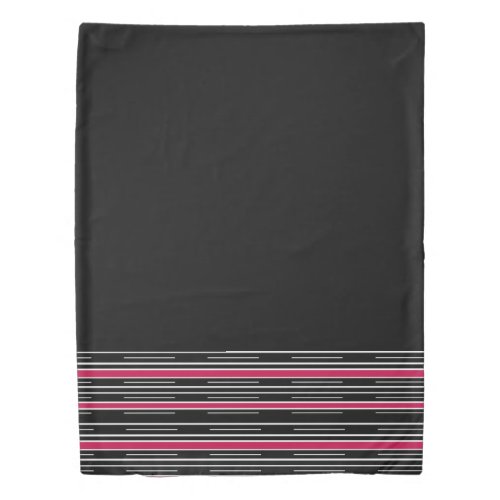 Duvet Cover Black Pink Stripe