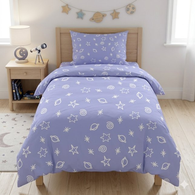 Duvet Cover Blue Space Doodle Stars Planets (Creator Uploaded)
