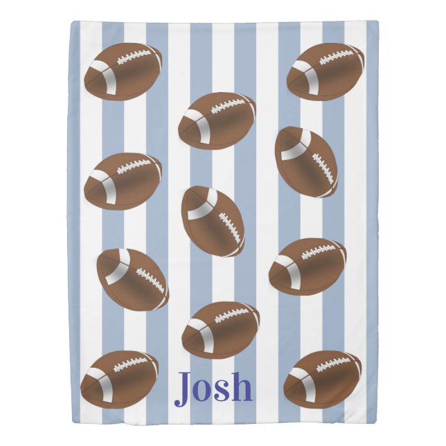Duvet Cover Blue & White Stripe Football (Front)