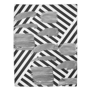 Duvet Cover Blue & White Stripe Silver Gray