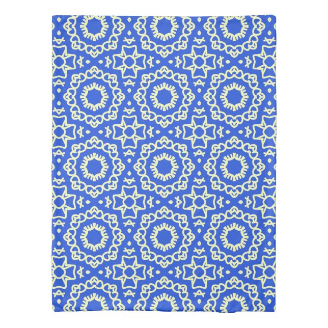 Duvet Cover, Blue & yellow classic pattern Cover (Back)