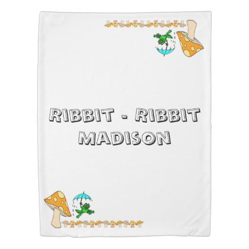 Duvet Cover Frog Ribbit Ribbit Mushroom