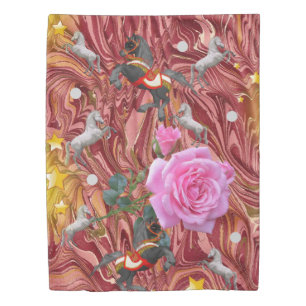 Duvet Cover Horse Pink Rose Floral