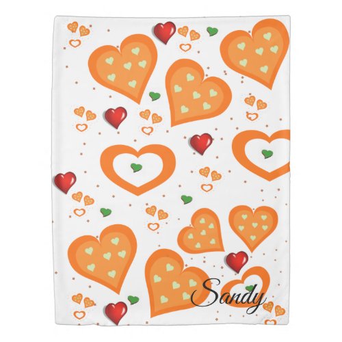 Duvet Cover Orange Hearts
