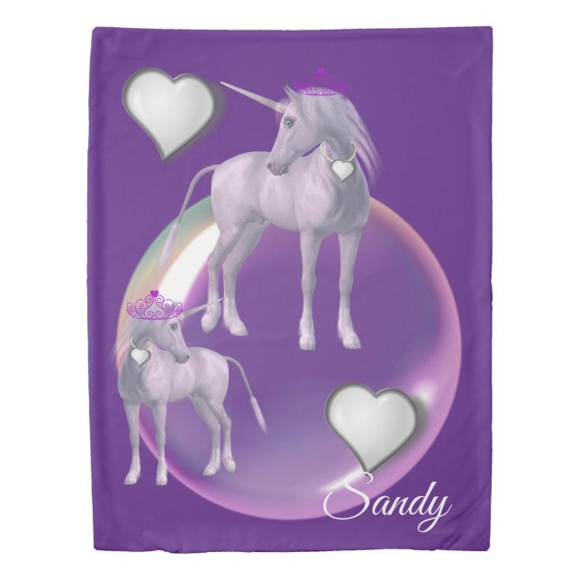 Duvet Cover Purple and Pink Unicorn (Front)