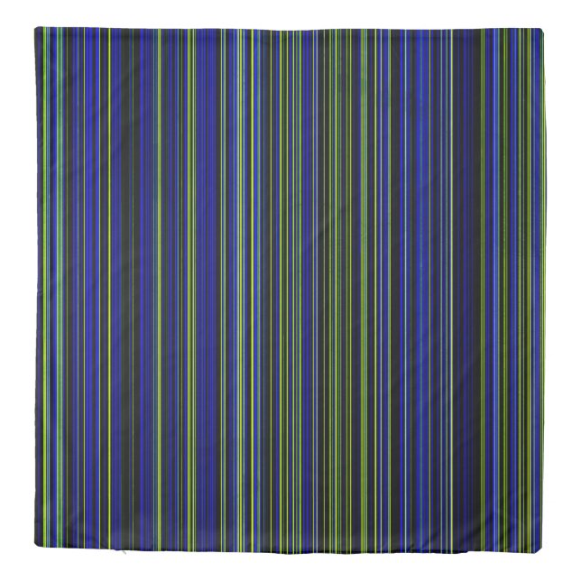 Duvet cover Retro stripe lime green blue (Back)