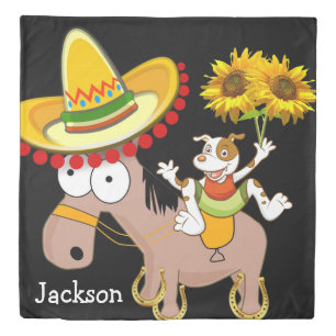 Duvet Cover, Sunflower Floral Horse