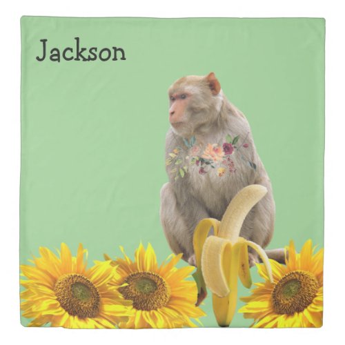 Duvet Cover Sunflower Floral Monkey