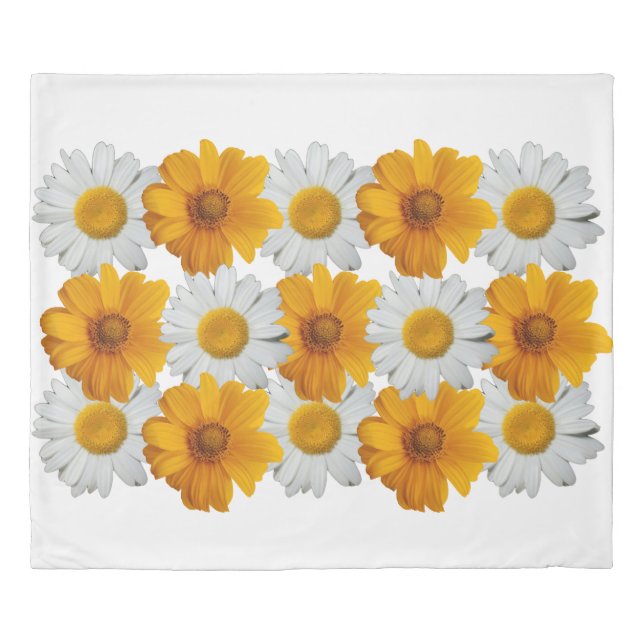 Duvet Cover Yellow White Daisies Flowers  (Front)