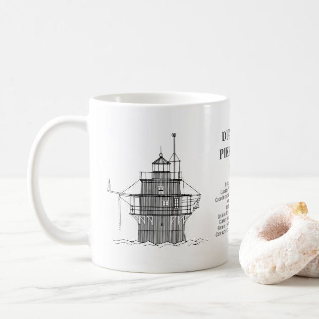 Duxbury Pier Light Lighthouse - Massachusetts -BD Coffee Mug (With Donut)