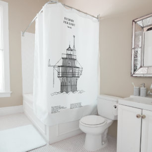Duxbury Pier Light Lighthouse - Massachusetts -BD Shower Curtain