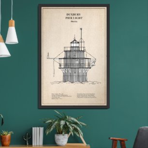 Duxbury Pier Light Lighthouse - Massachusetts -SBD Framed Art