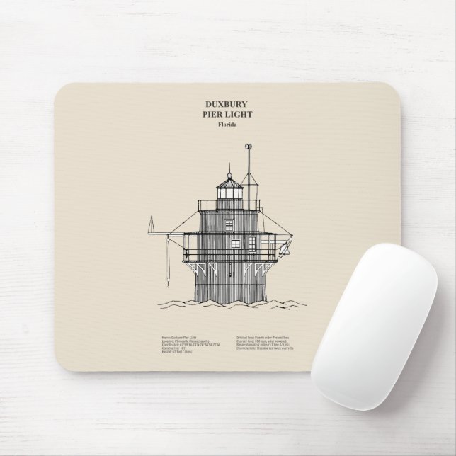Duxbury Pier Light Lighthouse - Massachusetts -SBD Mouse Pad (With Mouse)