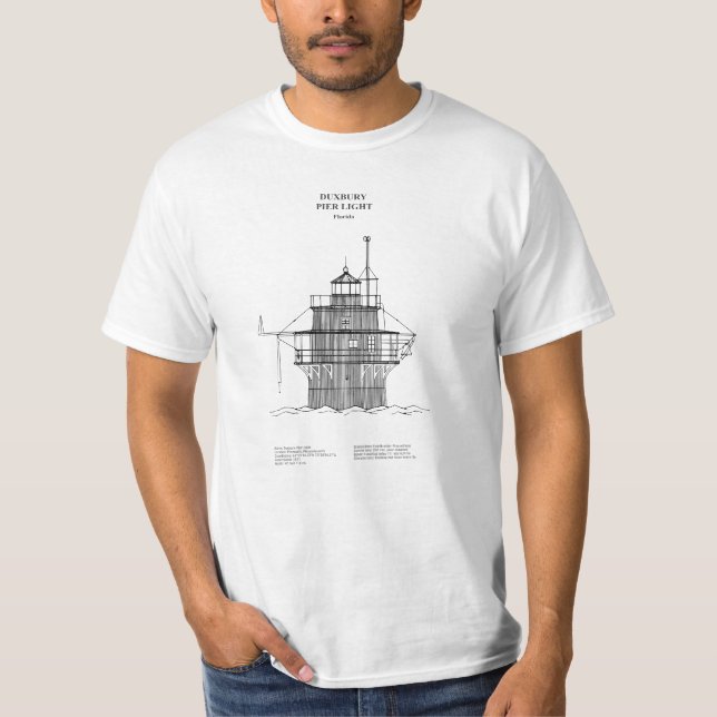 Duxbury Pier Light Lighthouse - Massachusetts -SBD T-Shirt (Front)