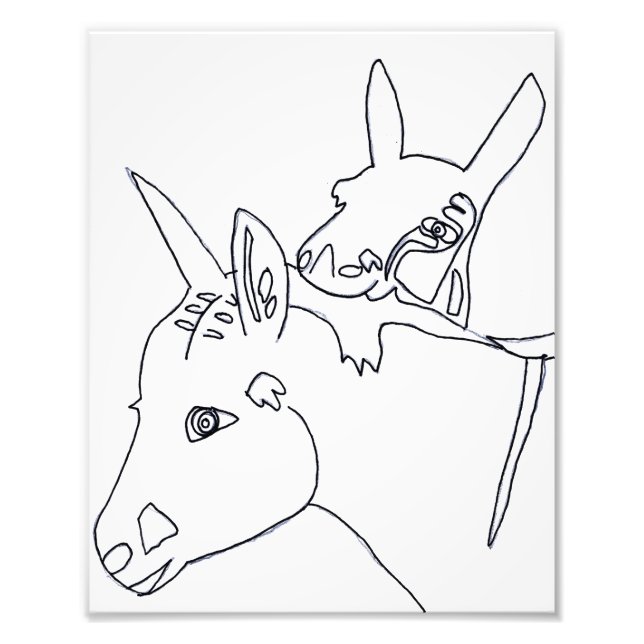 D'Vine Donkeys Line Drawing Print (Front)