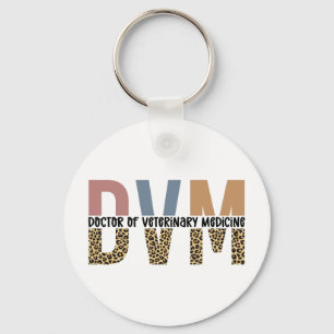 DVM Doctor of Veterinary Medicine Leopard Print Keychain