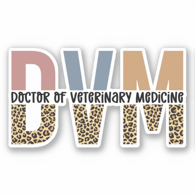 DVM Doctor of Veterinary Medicine Leopard Print Sticker (Front)