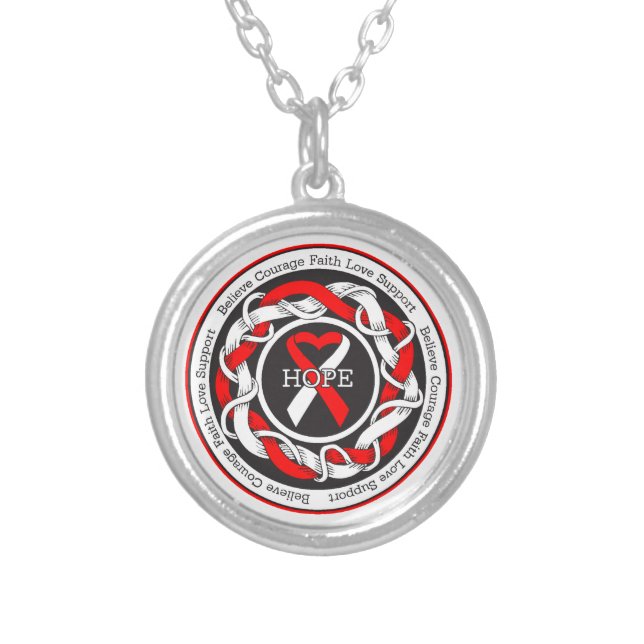 DVT Hope Intertwined Ribbon Silver Plated Necklace (Front)