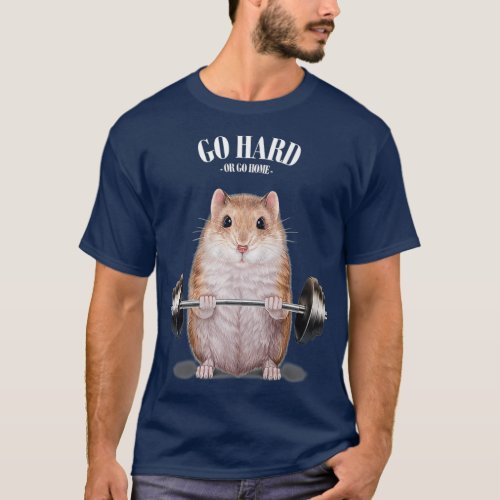 Dwarf Hamster Weightlifting in Fitness Gym T_Shirt