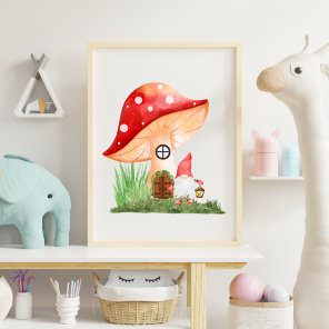 Dwarf Mushroom House Fairy Tale Whimsy  Poster