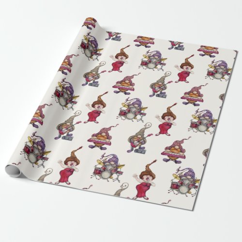 Dwarf Music Band And Diva Give A Holiday Concert Wrapping Paper